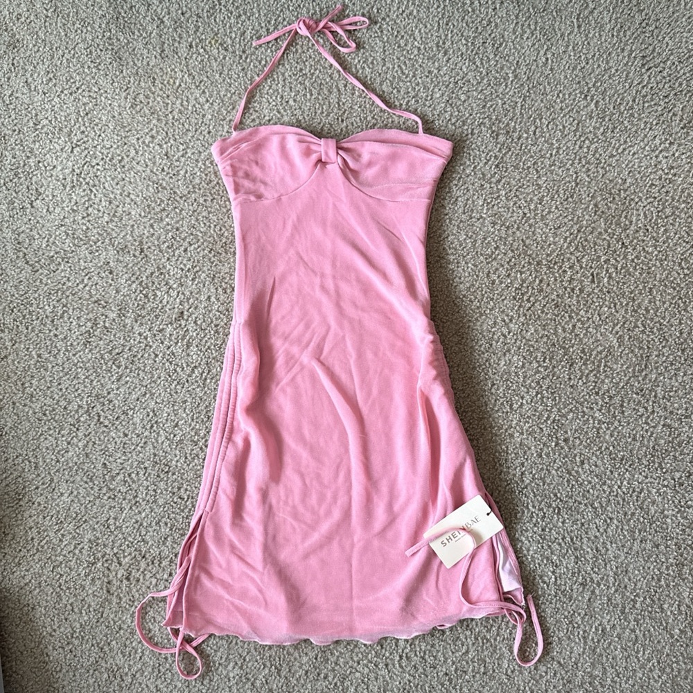SHEIN Pink Halter Dress